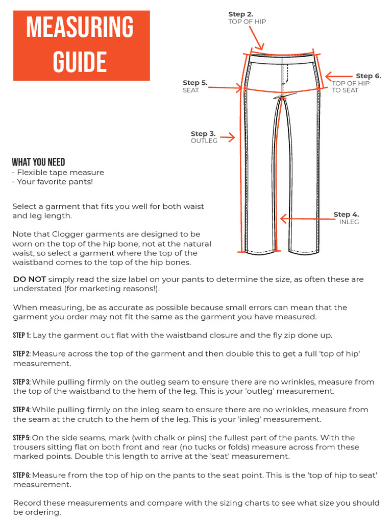 Clogger Measuring Guide Pants | PDF