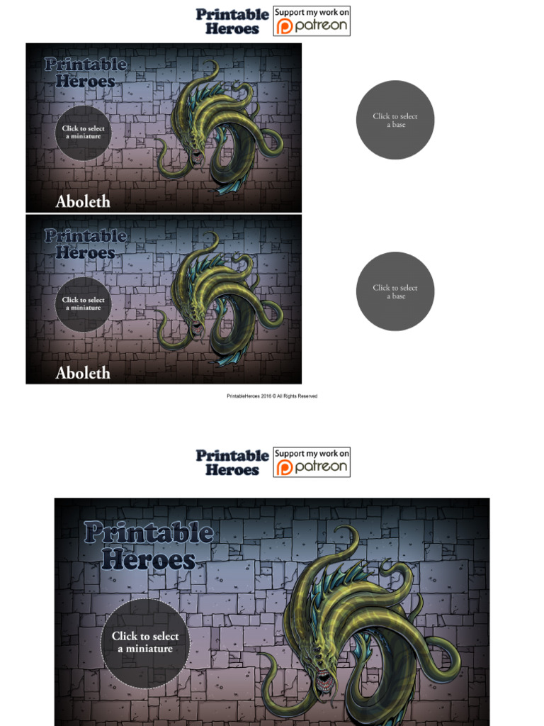 PrintableHeroes Aboleth Patrons | PDF