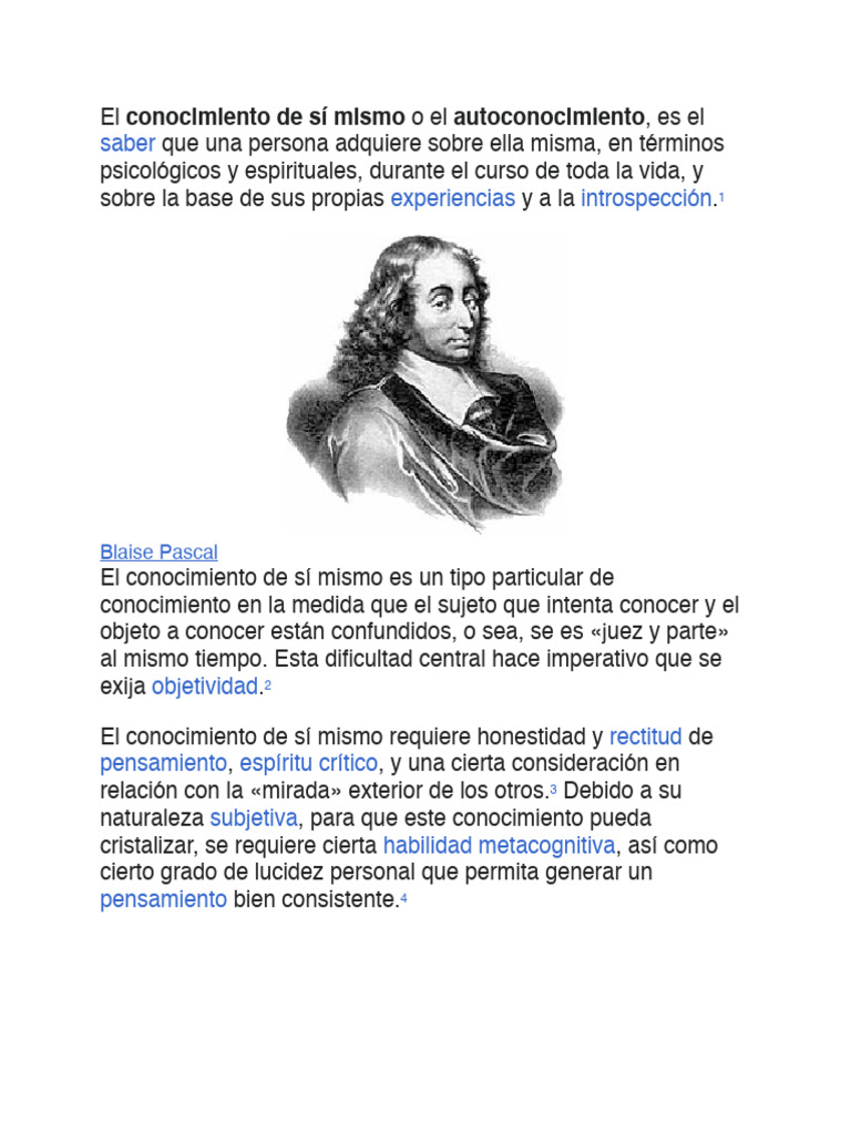 El Conocimiento de Mi Mismo | PDF