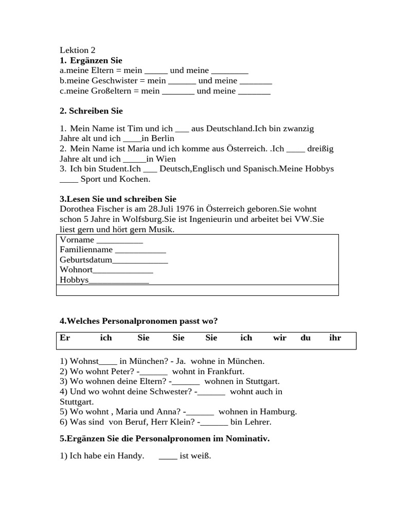 Lektion 2 A1 | PDF