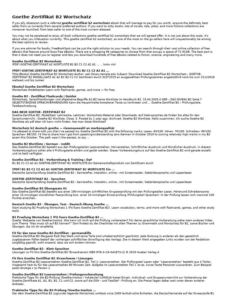 Goethe Zertifikat B2 Wortschatz | PDF