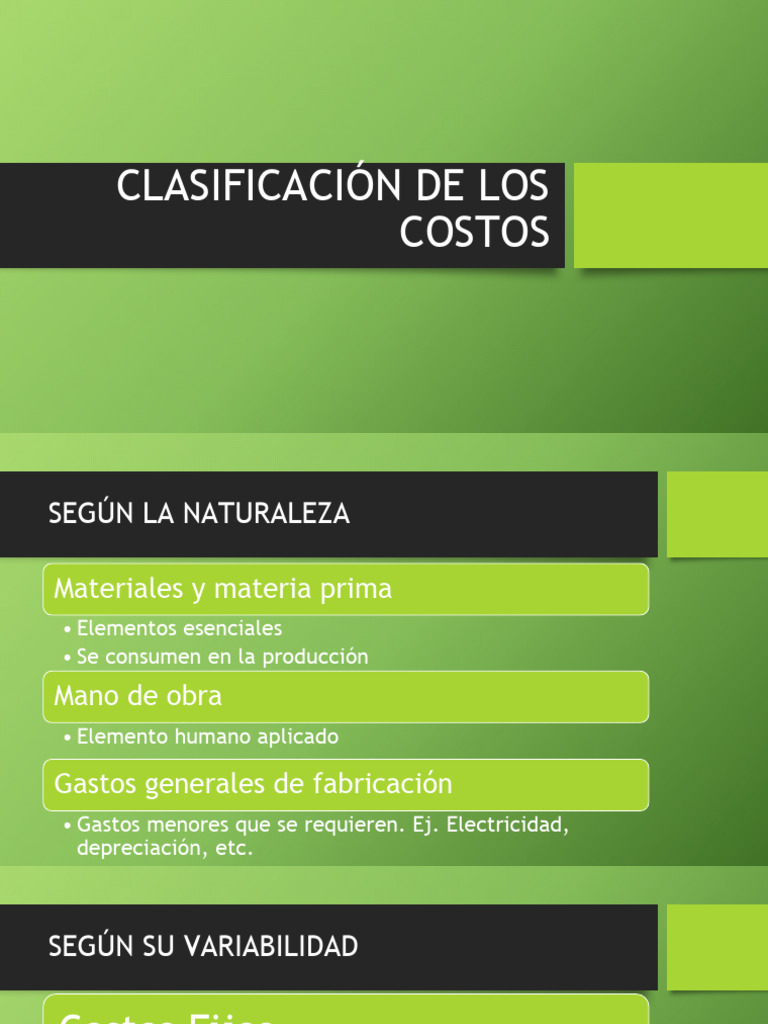 Clasificación de Los Costos | PDF