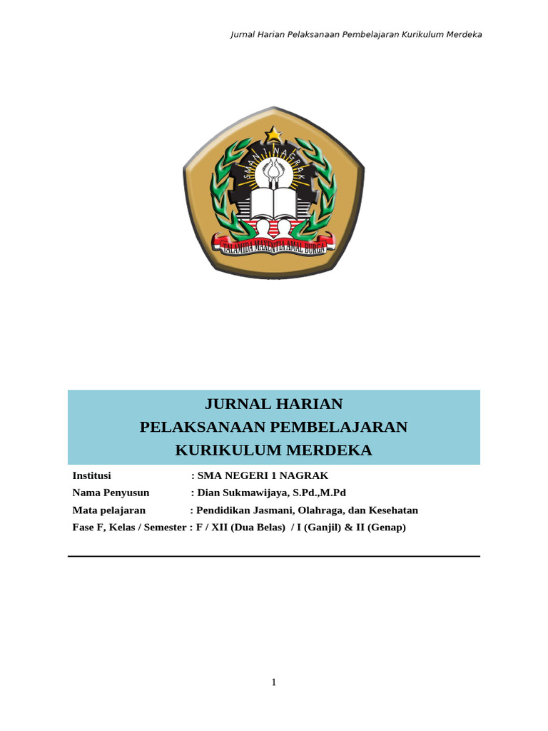 Jurnal Harian PJOK Kurikulum Merdeka | PDF | Indonesia | Career & Growth