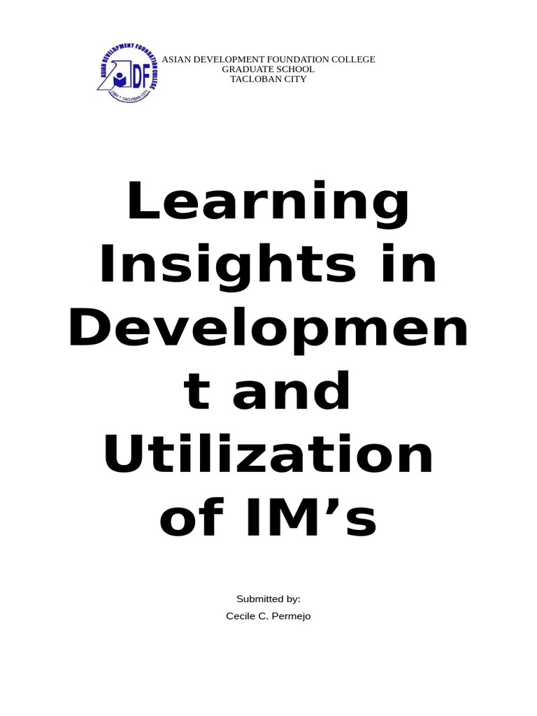 Development and Utilization of IM's Insights | PDF