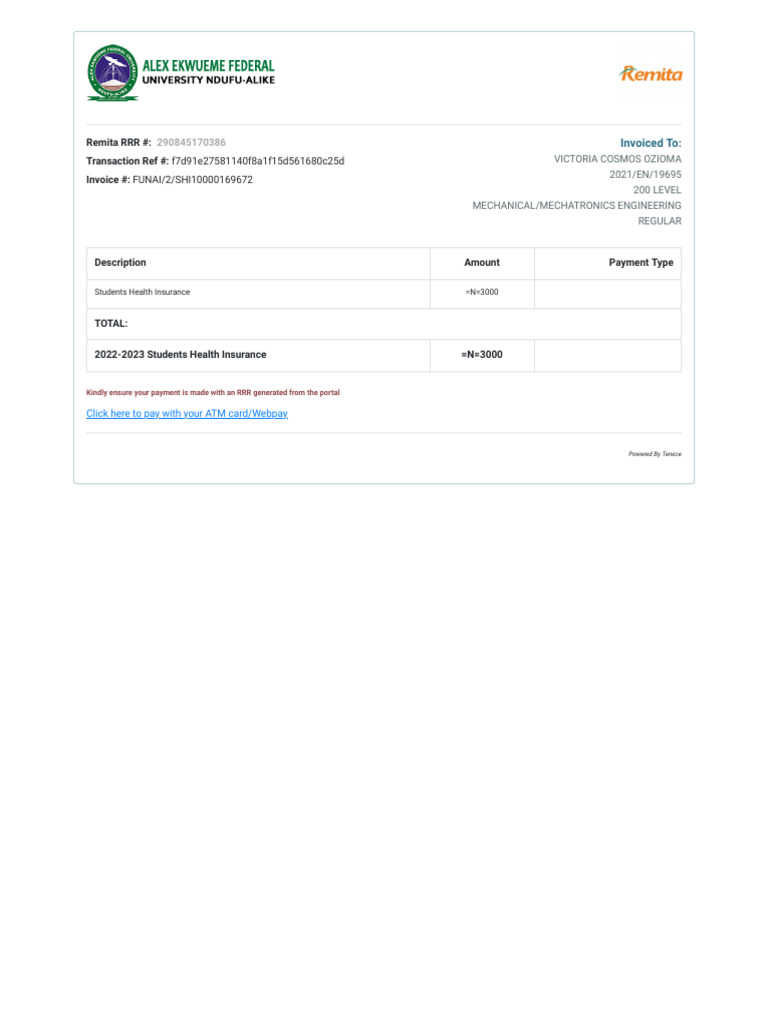 Health Insurance Fee Ozioma | PDF