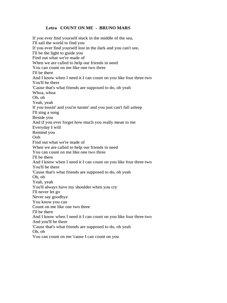Count on Me - Bruno Mars Lyrics | PDF