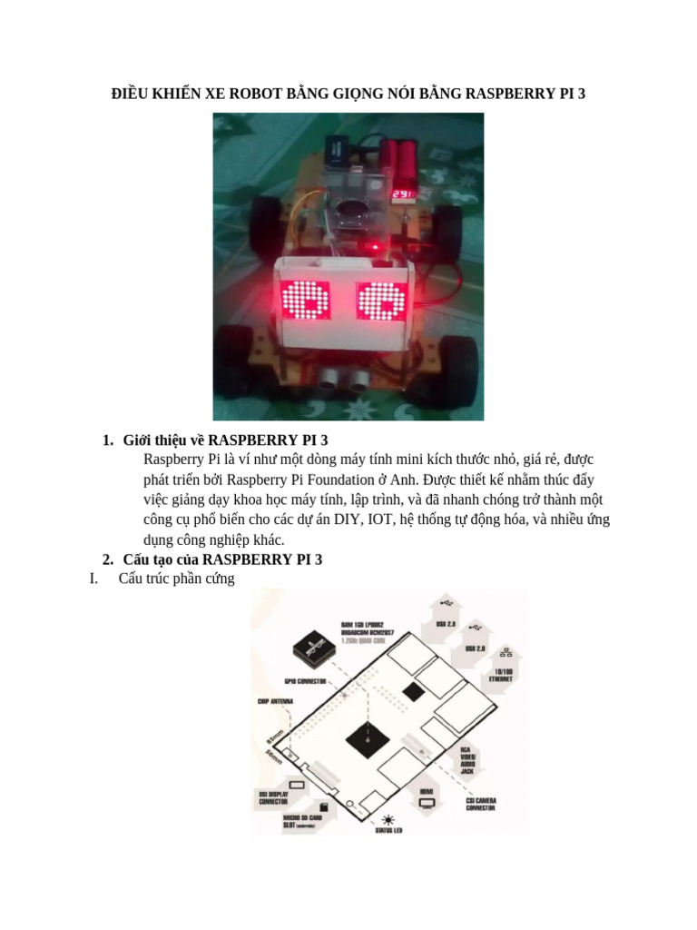 Mô hình điều khiển xe bằng giọng nói với Raspberry Pi 3 | PDF