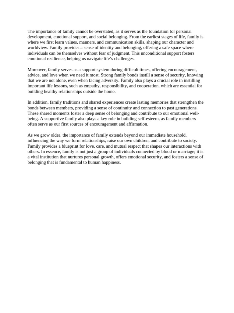 The Importance of Family | PDF