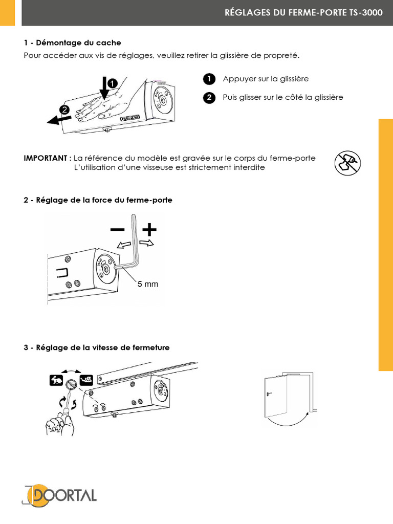 Notice Reglage Ferme Porte TS 3000 PDF — free download