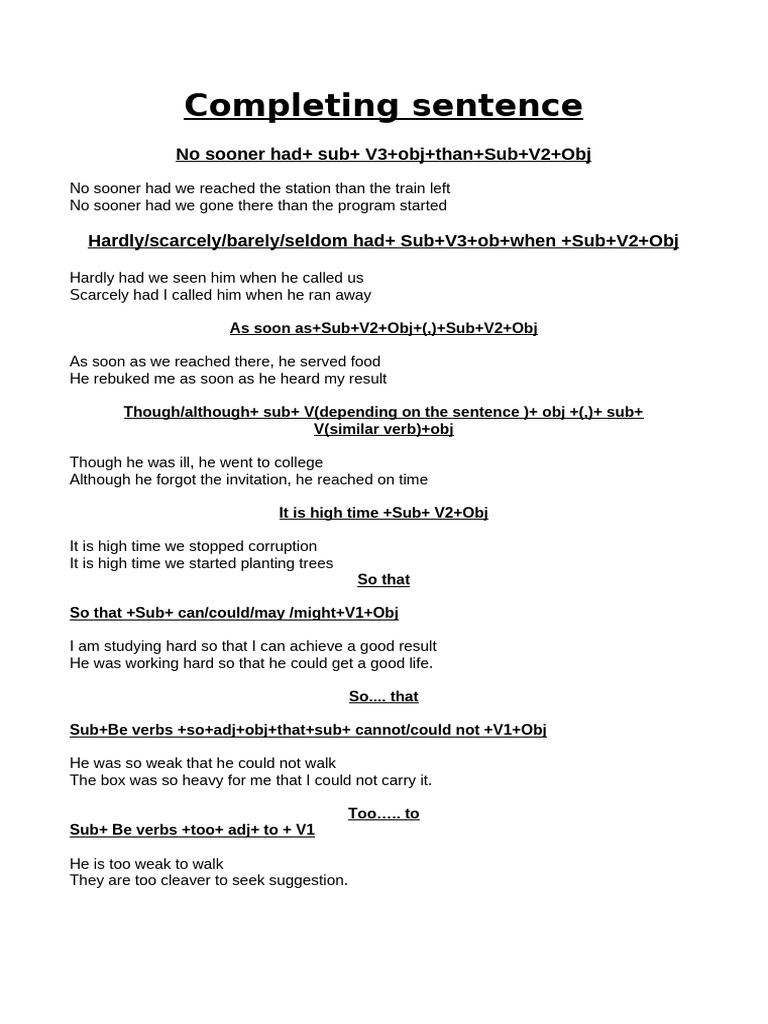 Sentence Structures and Examples | PDF | Linguistics | Syntax