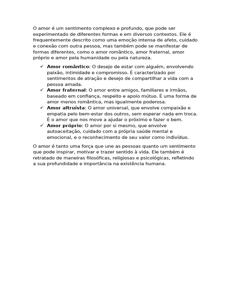 O Que é O Amor Tipos E Significados Pdf