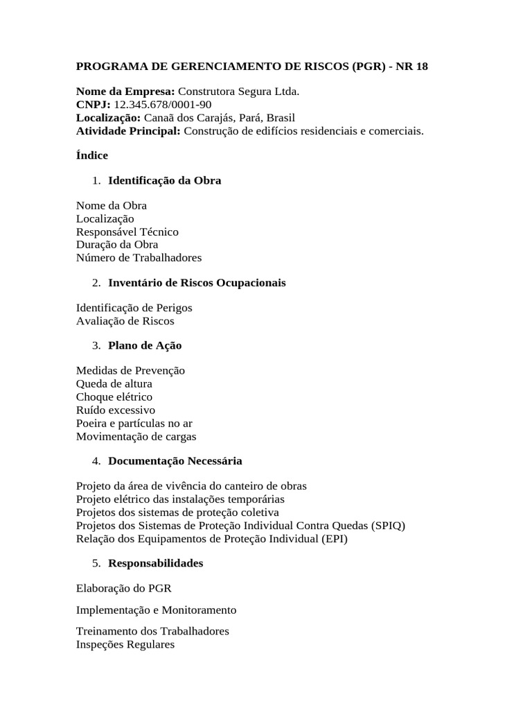 Programa de Gerenciamento de Riscos PGR | PDF | Barulho | Ciências e ...