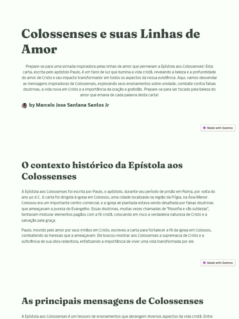 Linhas de Amor em Colossenses | PDF | Oração | Filosofia