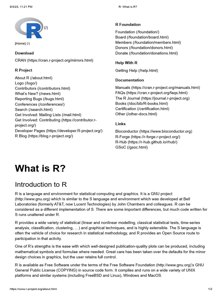 What Is R? | PDF
