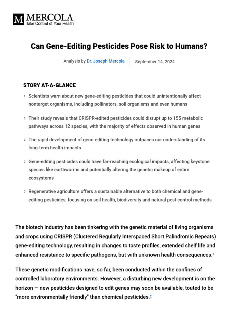 Can Gene Editing Pesticides Pose Risk Humans PDF | PDF