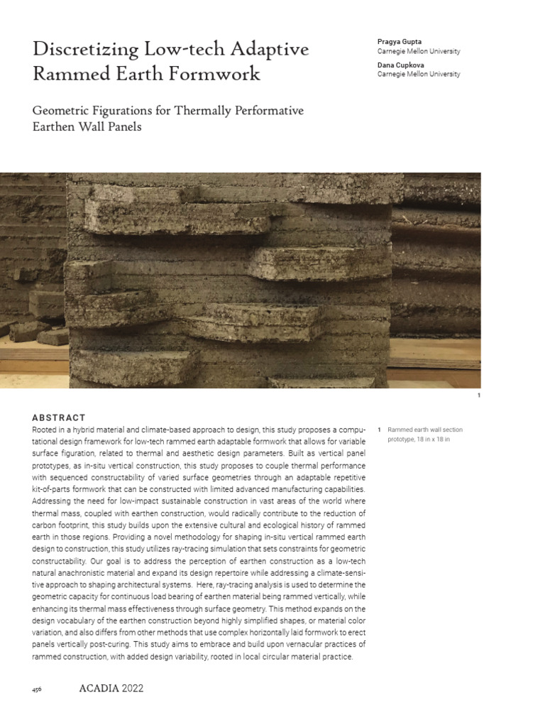 Discretizing Low-Tech Adaptive Rammed Earth Framework | PDF