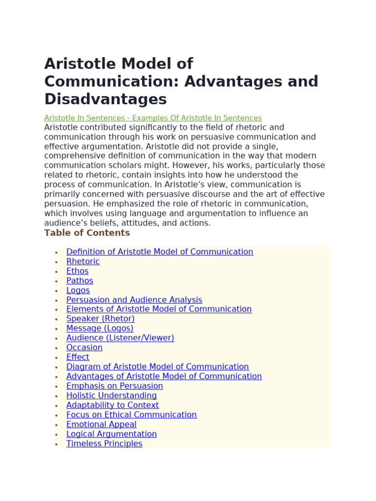 Aristotle Model of Communication | PDF