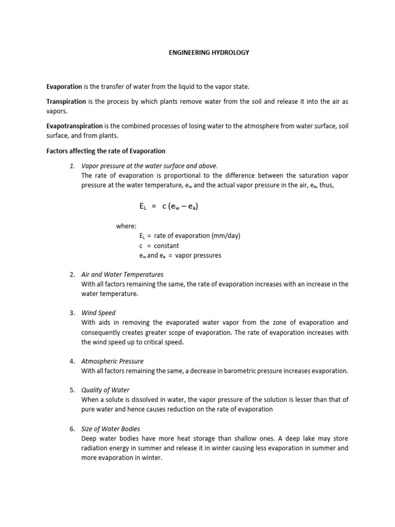ENGINEERING HYDROLOGY Notes For Midterm | PDF