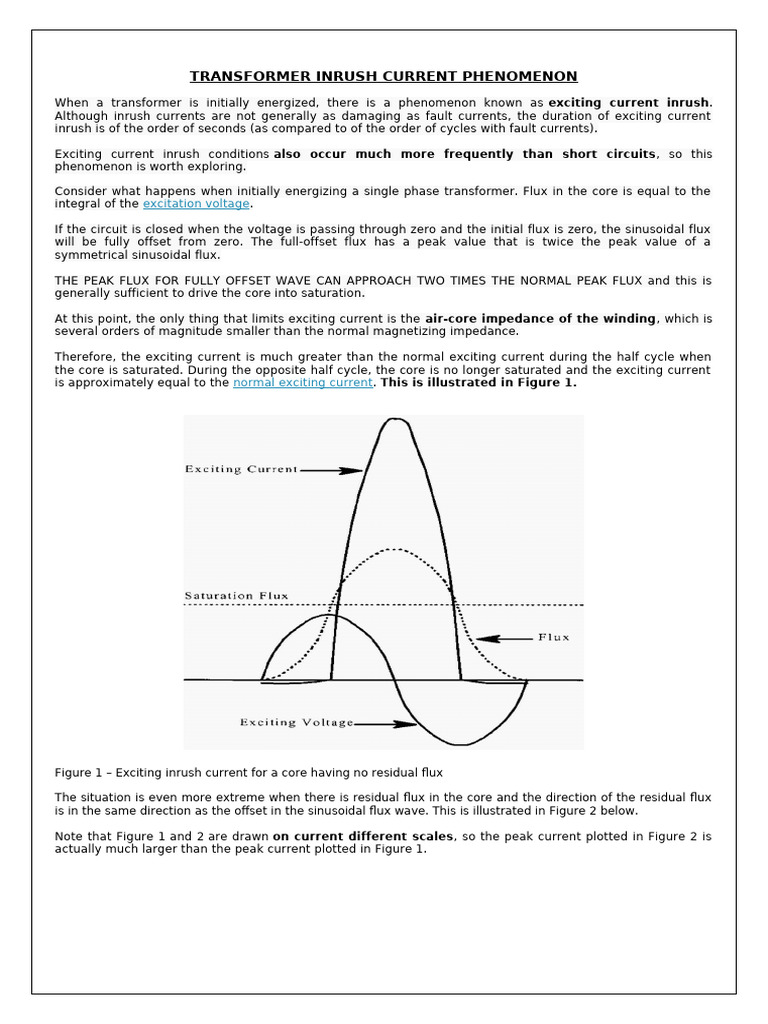 Tranformer Inrush current phenomenon | PDF