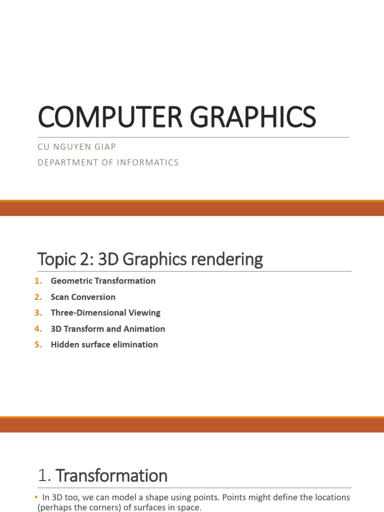 Topic 3 3D Graphics Rendering | PDF