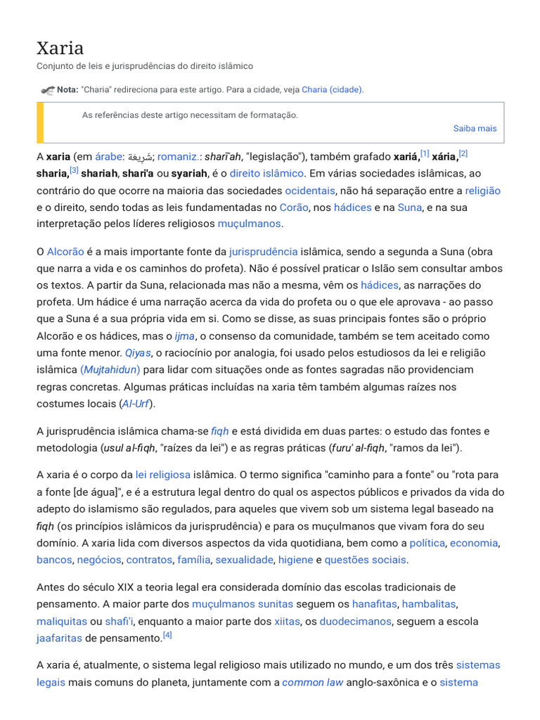 Xaria - Wikipédia, A Enciclopédia Livre | PDF