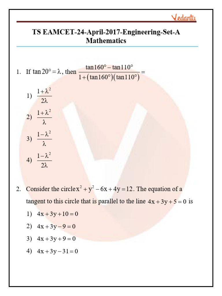 Ts Eamcet Question Paper Online 2017 | PDF
