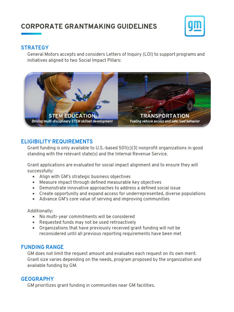 GM Grantmaking Guidelines | PDF