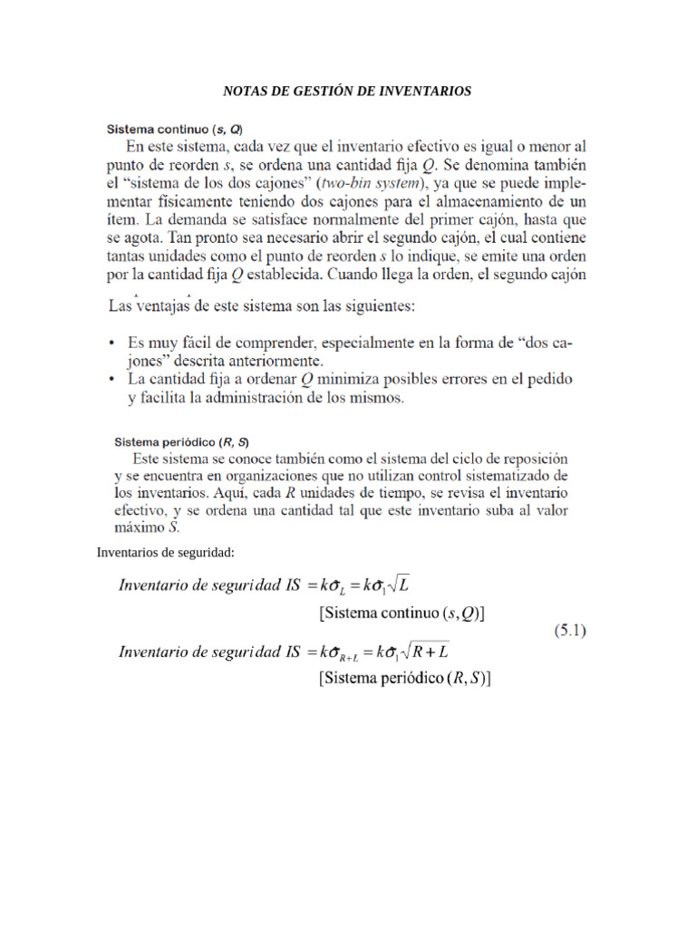 Notas de Gestión de Inventarios | PDF | Economias