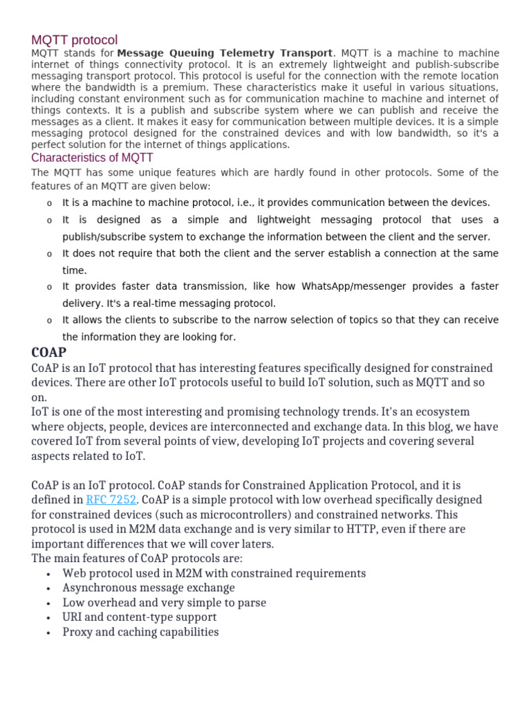 IOT Chap 2 Protocol | PDF