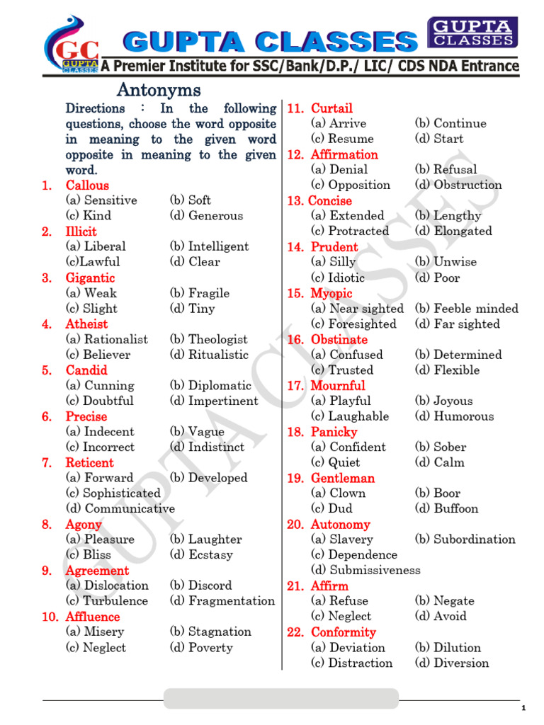 Antonyms | PDF