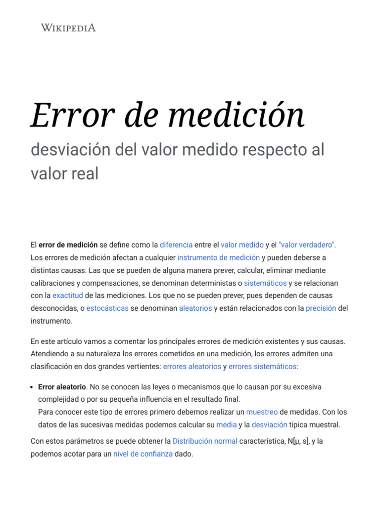 Error de Medición - Wikipedia, La Enciclopedia Libre | PDF