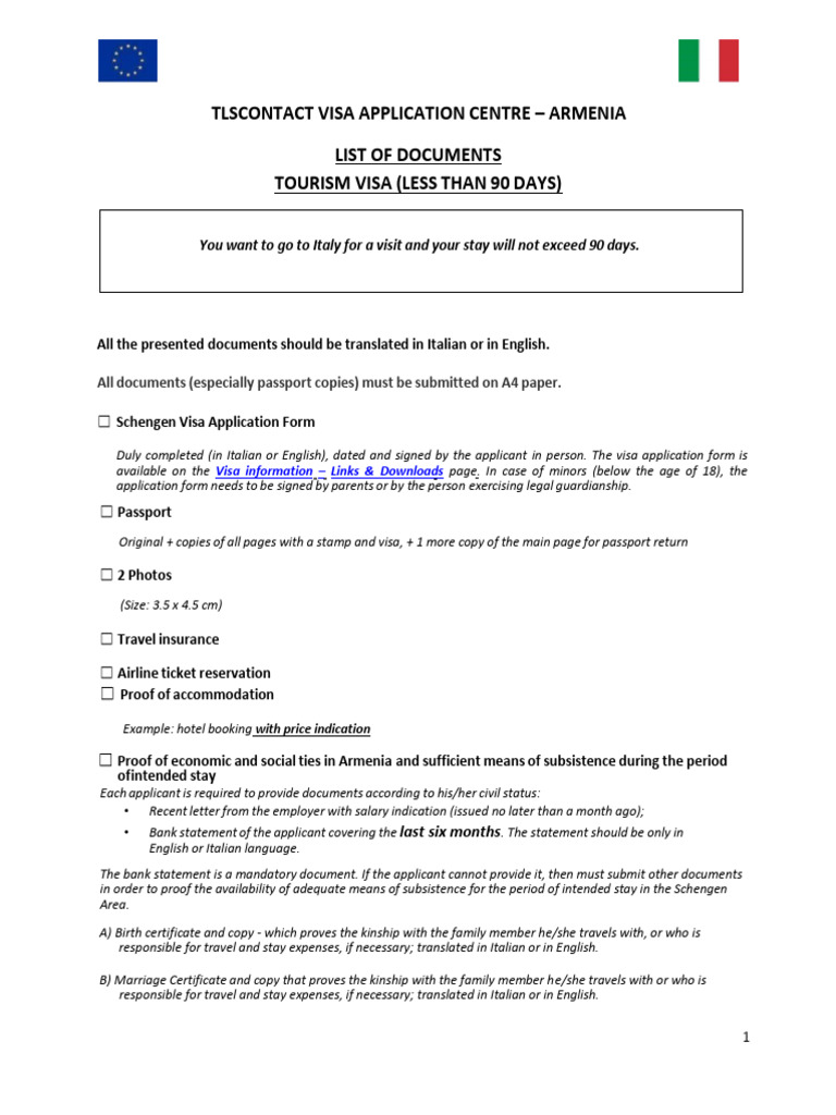 Tlscontact Documents List Eng Tourism Visit | PDF