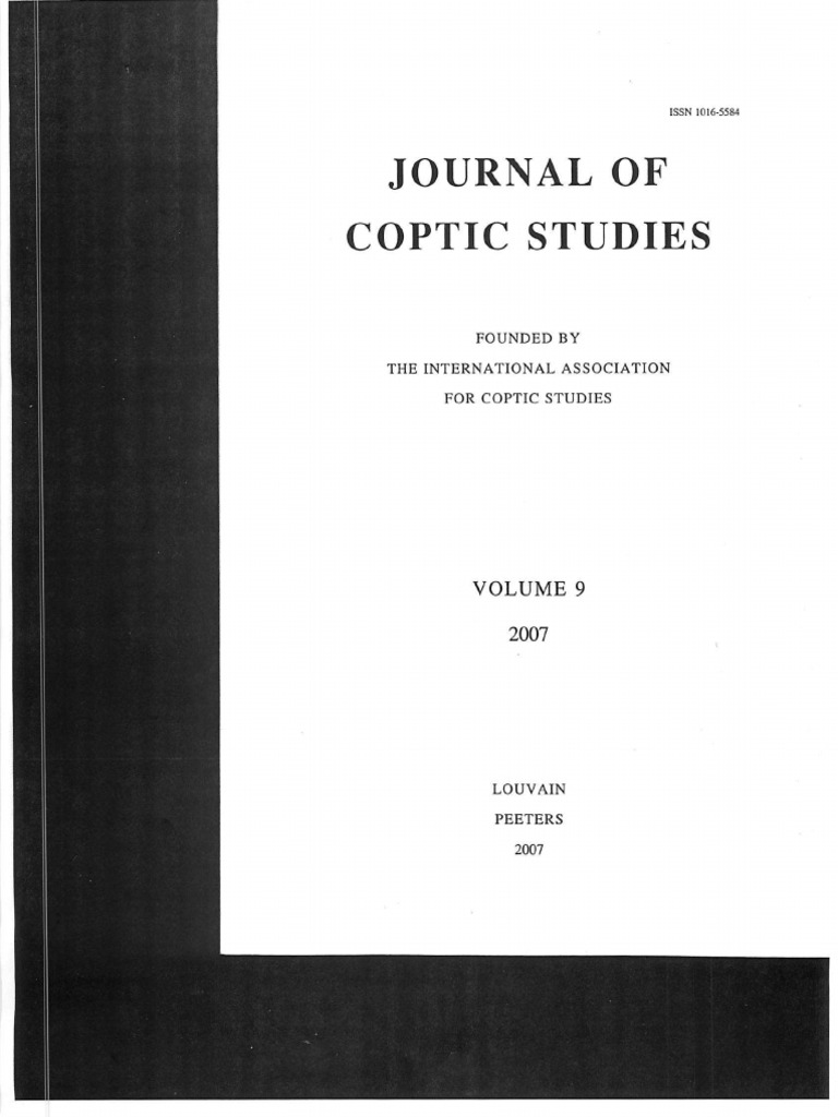 Journal of Coptic Studies 9 | PDF