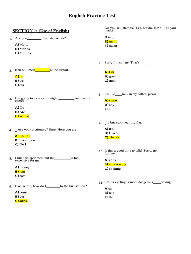 English Practice Test | PDF