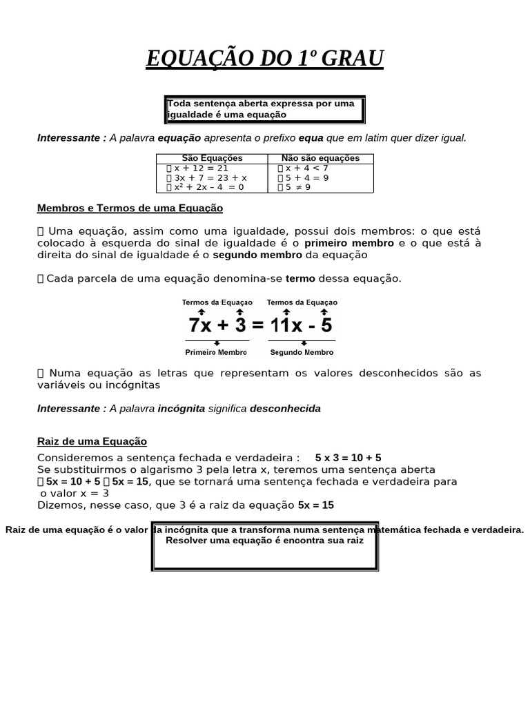 Equacao Do 1 Grau | PDF