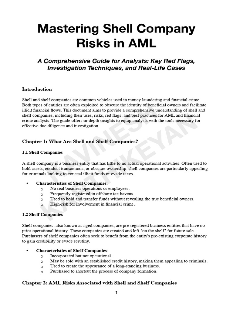 ? Mastering Shell Company Risks in AML ? | PDF