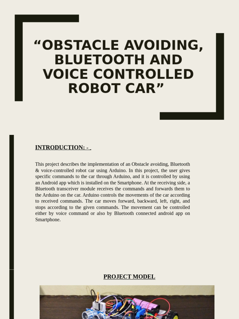 Obstacle Avoiding, Bluetooth and Voice Controlled Robot Car | PDF ...