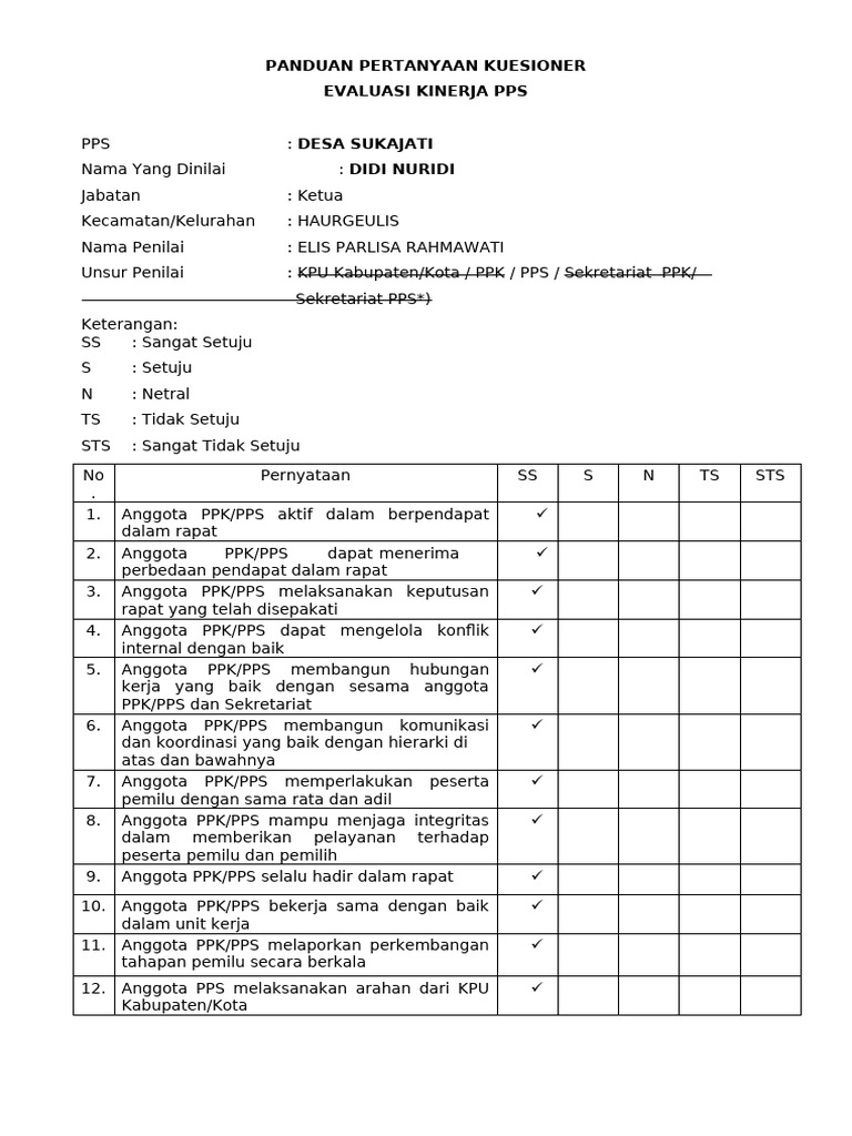 2. PANDUAN PERTANYAAN KUESIONER PPS (1) | PDF