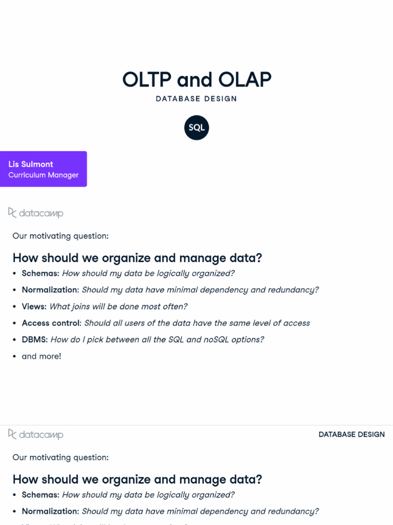 Database design1oltp and olap sql pdf