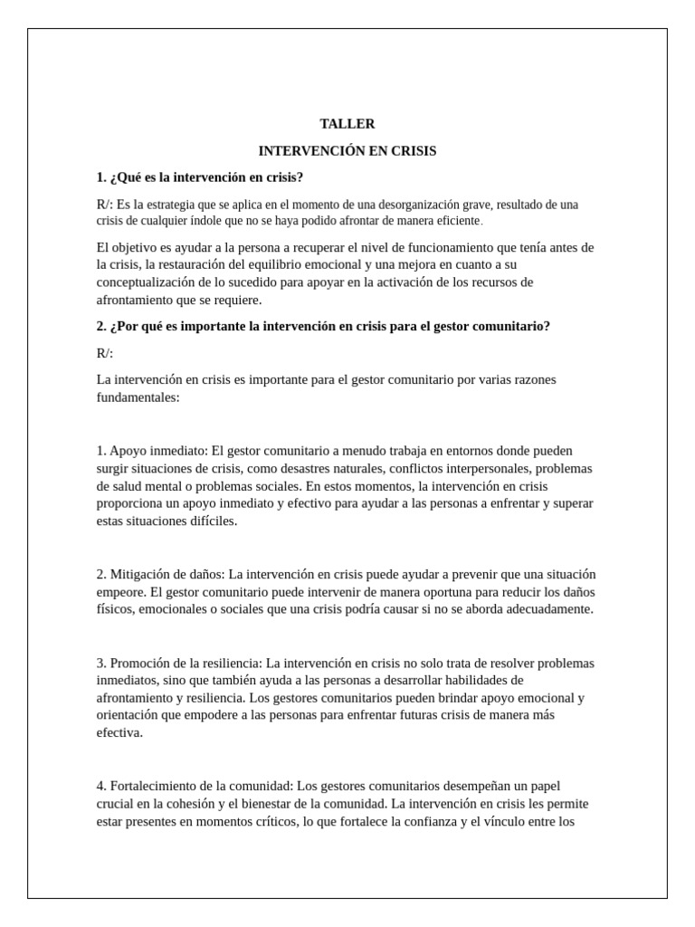 Taller de Interversion en Crisis | PDF