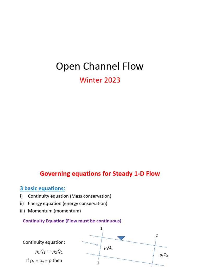 Governing Equations of Open Channel Flow | PDF | Fluid Dynamics | Momentum