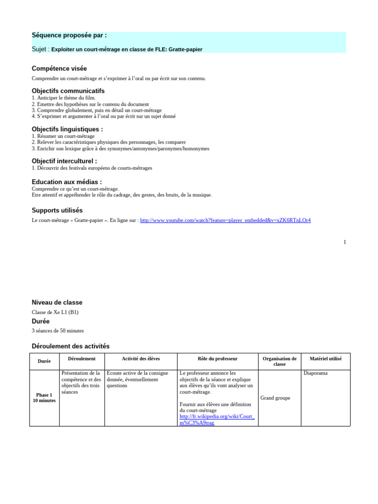 Sequence Pedagogique Pdf