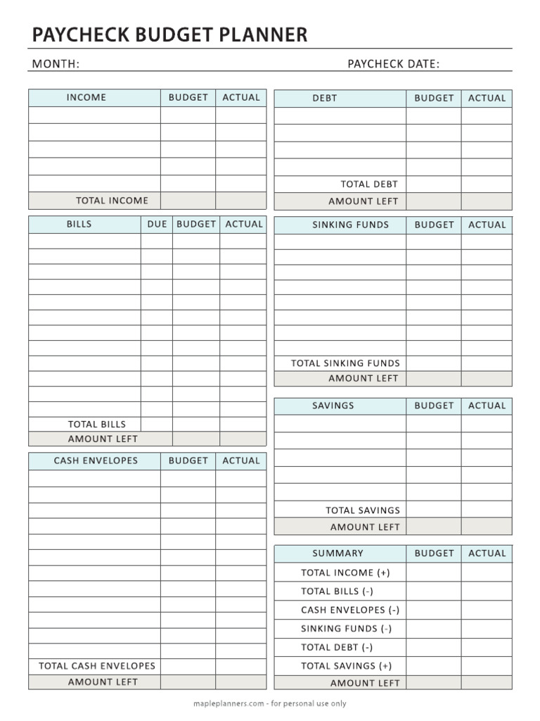 Paycheck Budget Planner | PDF