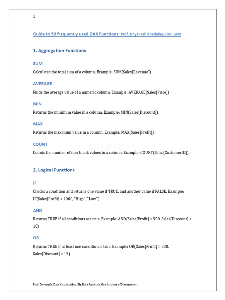 50 - DAX Fnctions | PDF