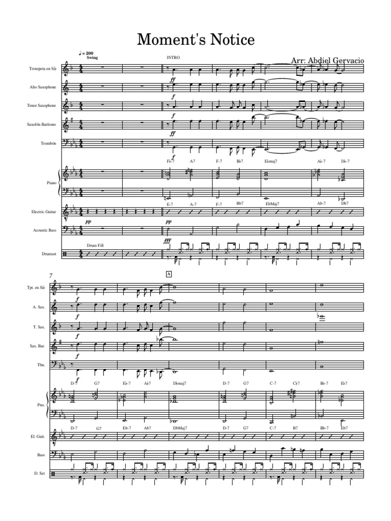 Moments - Notice Arrangemenr-Partitura - y - Partes | PDF