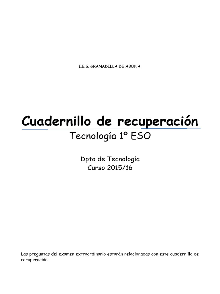 2016 2017 Cuadernillo 1 Eso Tecnologia PDF