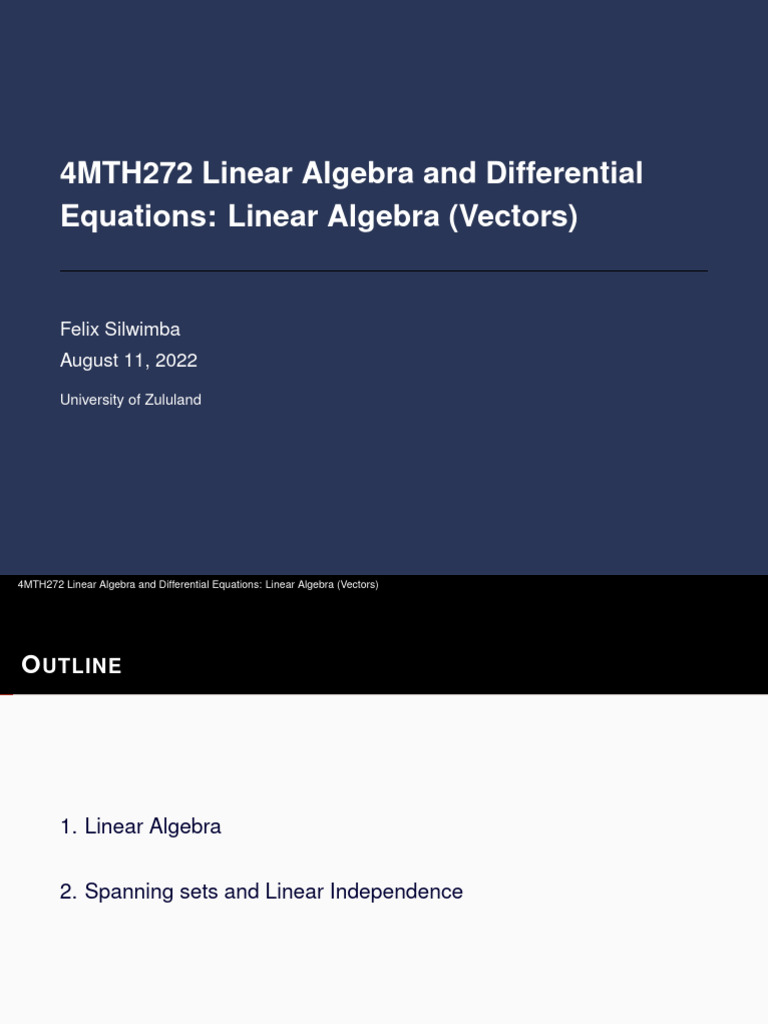 4MTH272 Linear Algebra and Differential Equations | PDF
