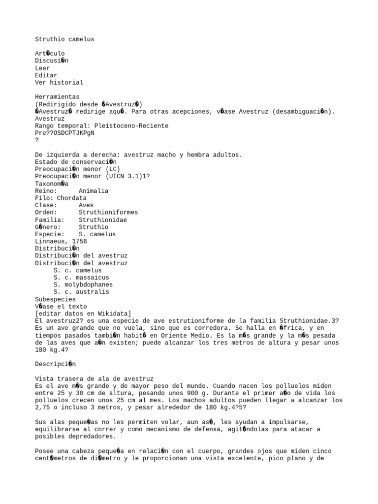 Avestruz: Características y Hábitat | PDF | Birds