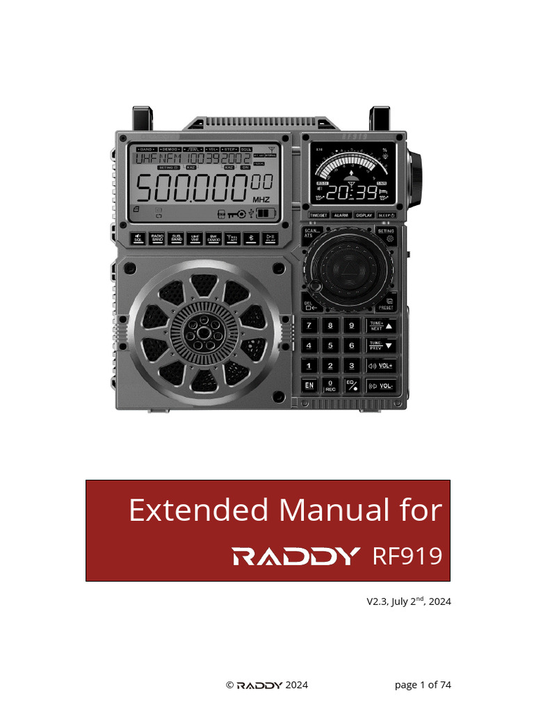 2024-07-02 Raddy RF919 Extended Manual V2.4 en | PDF