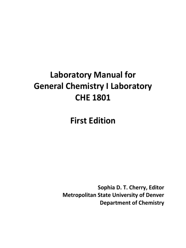 CHE 1801 Lab Manual (3613) | PDF